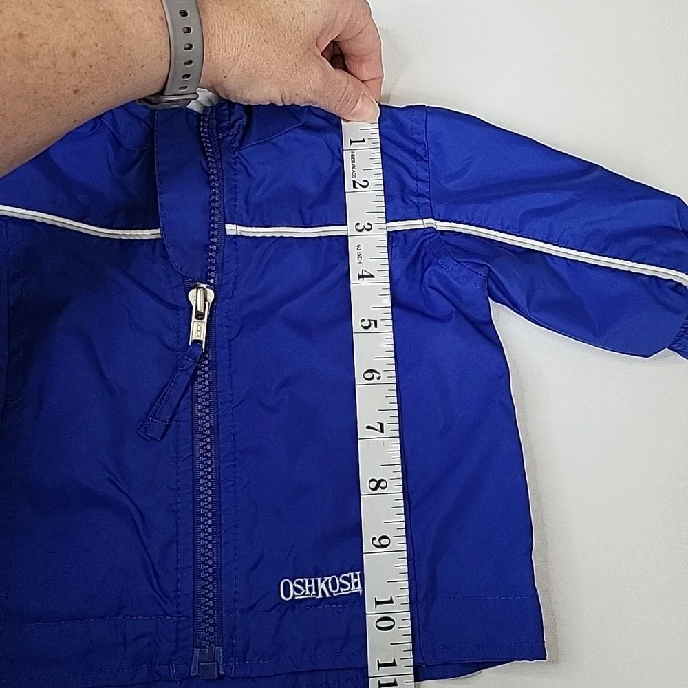 OSHKOSH -‎ Hooded Windbreaker Jacket Full Zip Size 3-6mo Blue